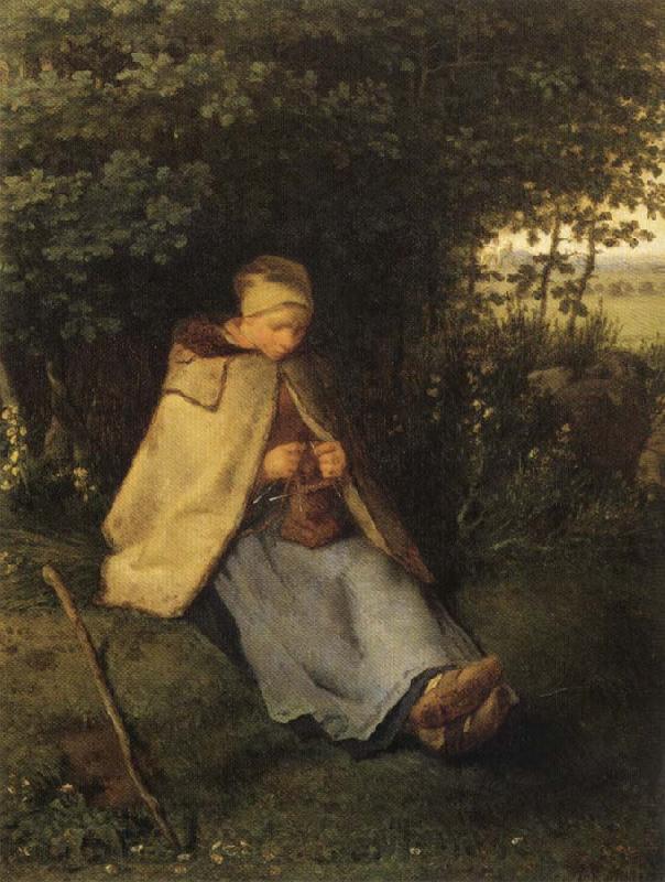 Jean Francois Millet Shepherdess or Woman Knitting Spain oil painting art